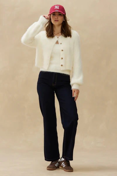 Fuzzy Button Down Cardigan