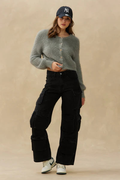Fuzzy Button Down Cardigan