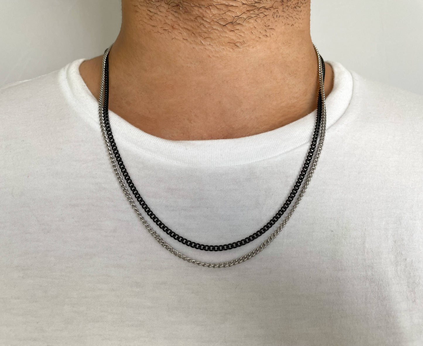 Curb Chain Necklace for Men - Men's Thin Cuban Chain