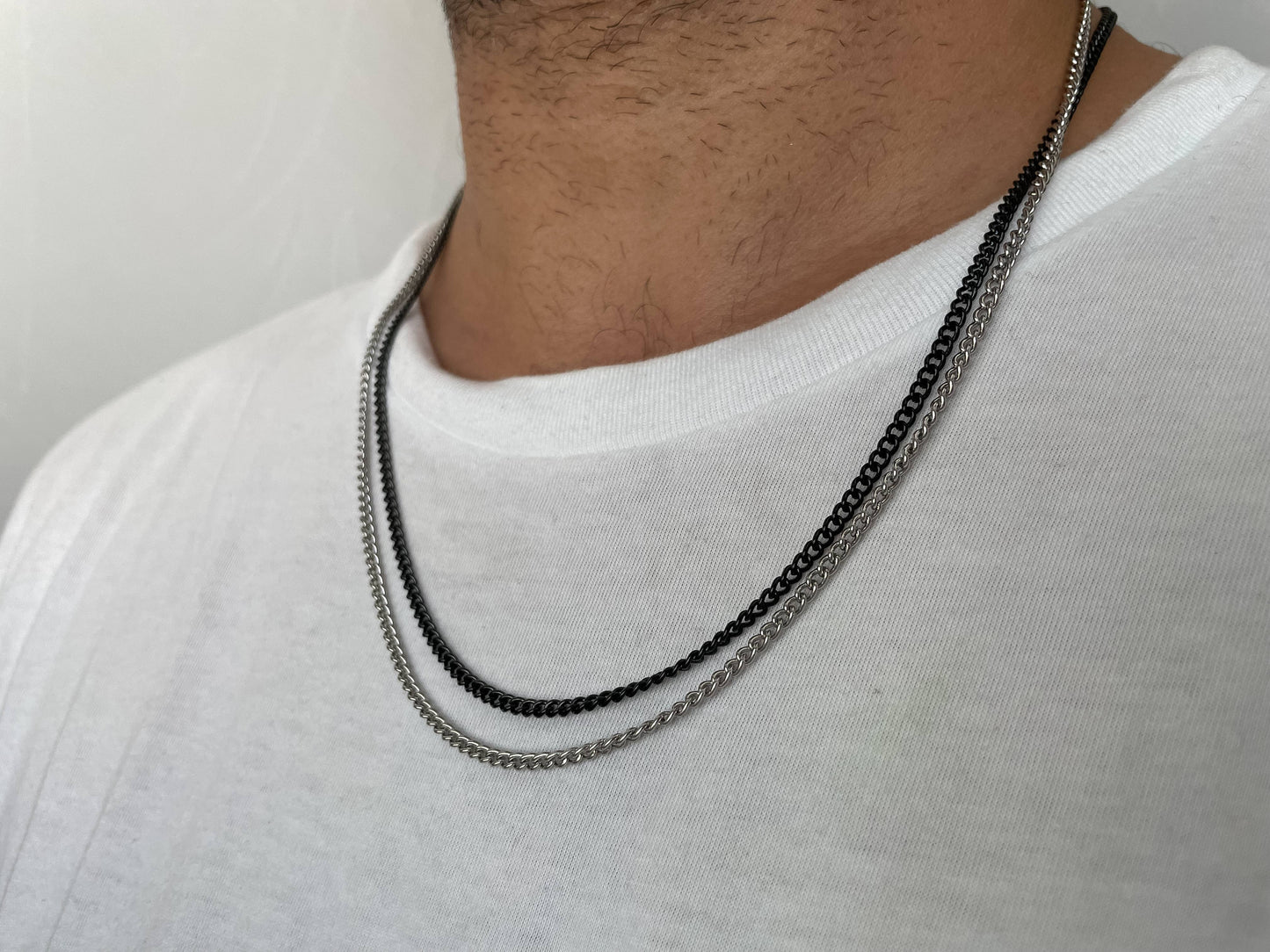 Curb Chain Necklace for Men - Men's Thin Cuban Chain
