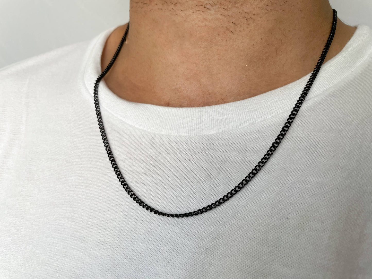 Curb Chain Necklace for Men - Men's Thin Cuban Chain