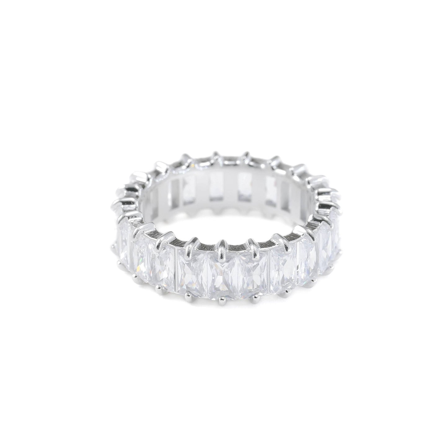 Baguette Diamond Ring - Wide Baguette-cut CZ Ring