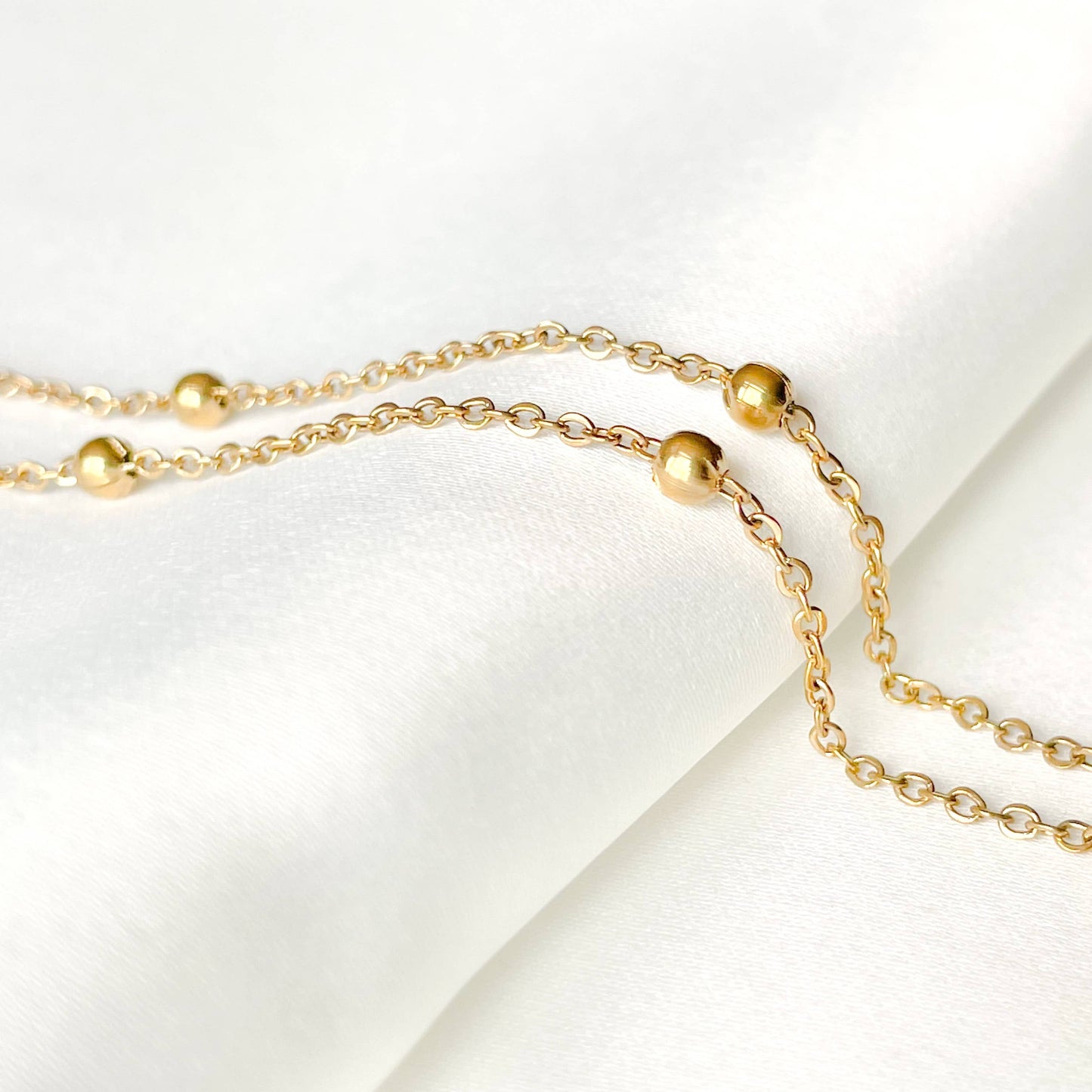Satellite Chain Necklace - Tarnish-Free Beaded Gold Chain