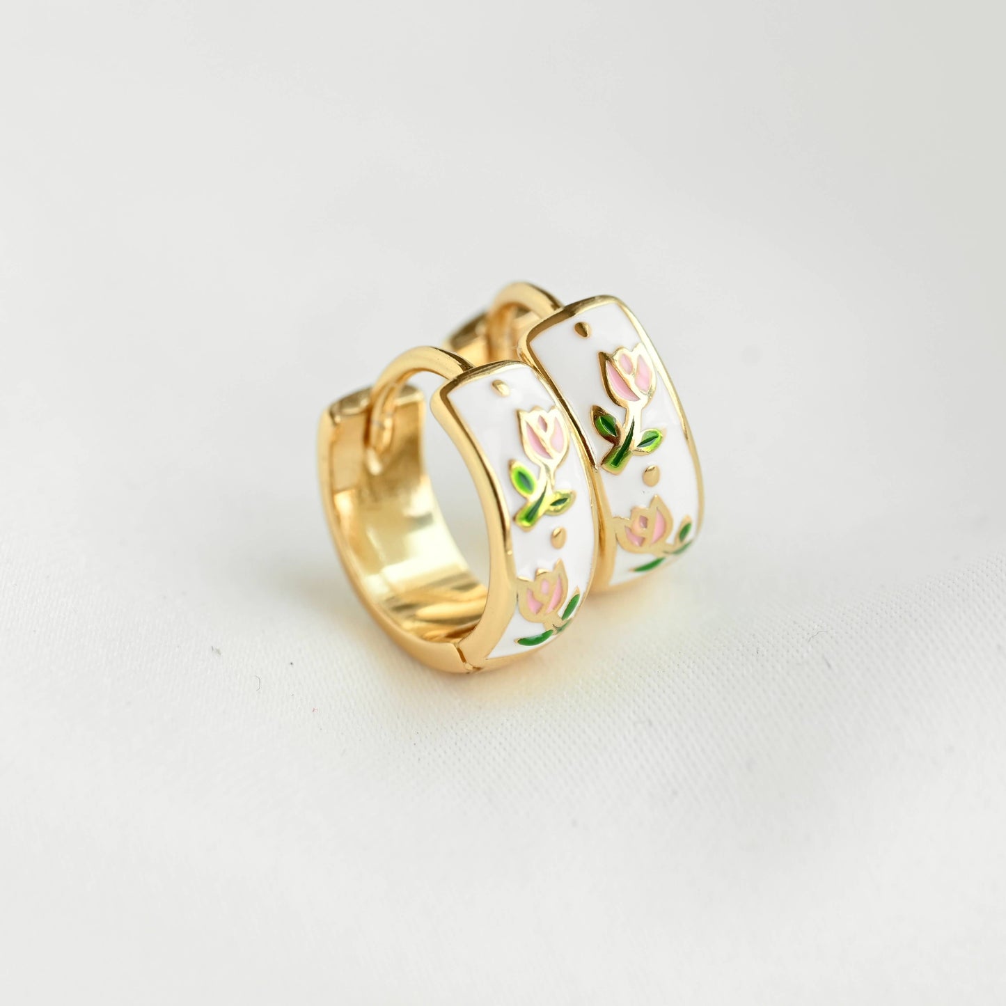 Gold Flower Hoop Earrings-Vintage Style Silver Hoops