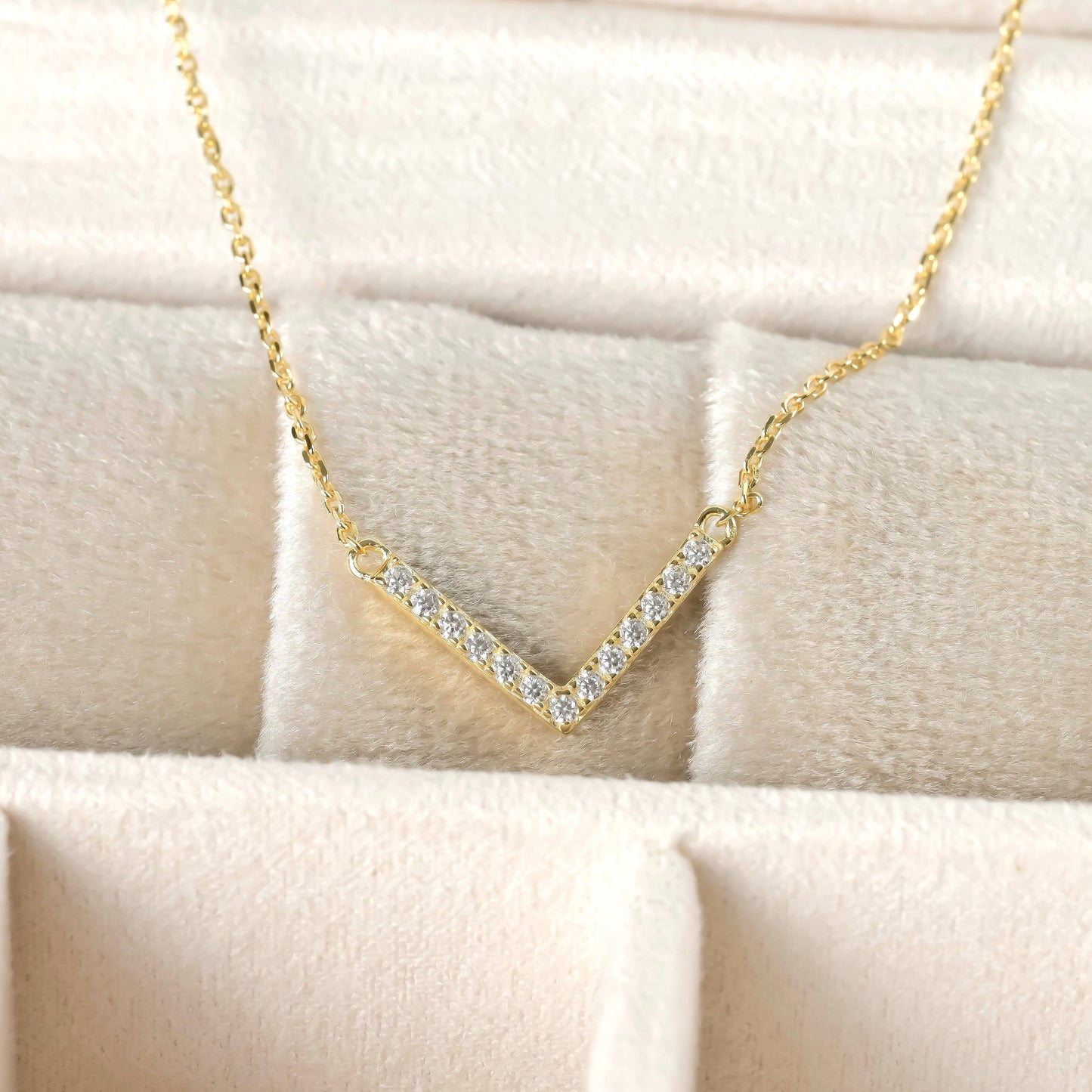 Sterling Silver Diamond Necklace - Gold Vermeil CZ Necklace