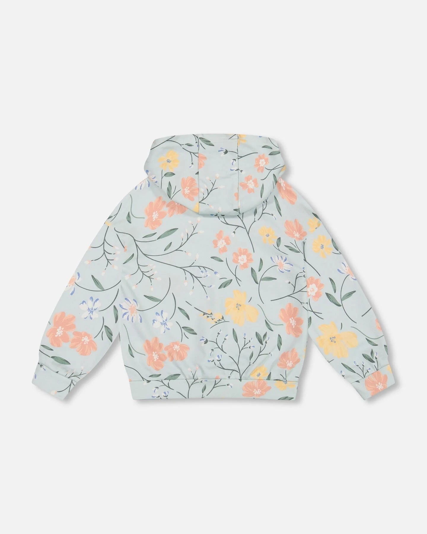 Hooded Sweatshirt French Terry Flowers Baby Blue (3-6 yrs)