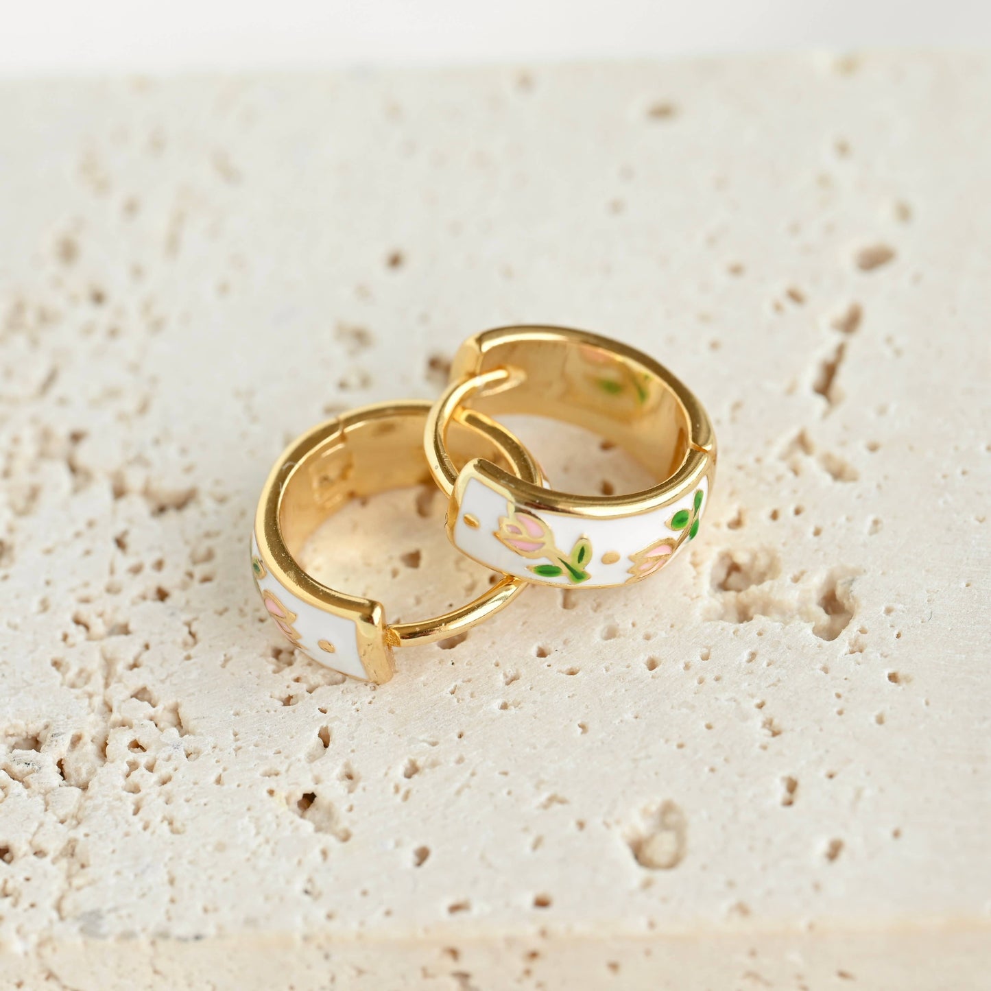 Gold Flower Hoop Earrings-Vintage Style Silver Hoops