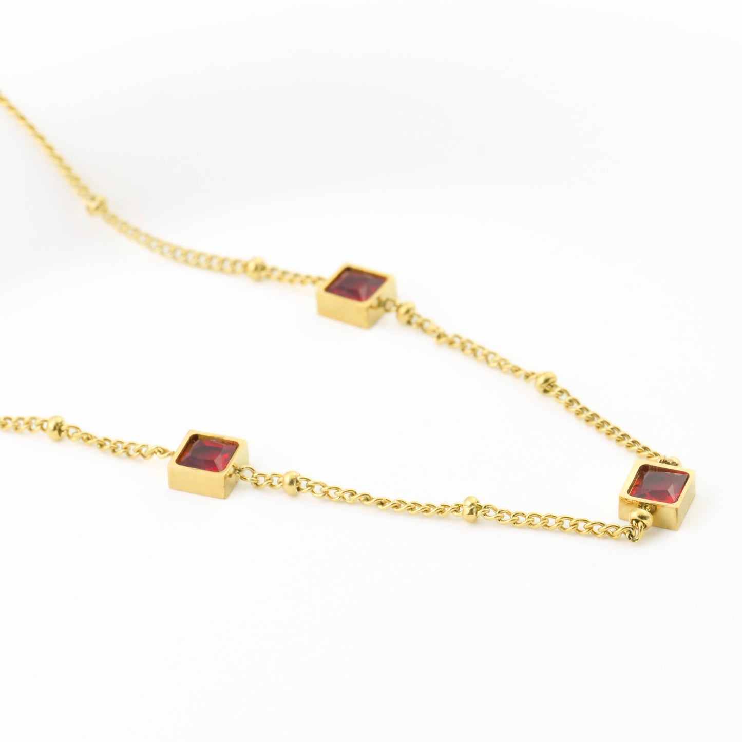 Garnet Diamond Necklace - 18k Gold Garnet Necklace