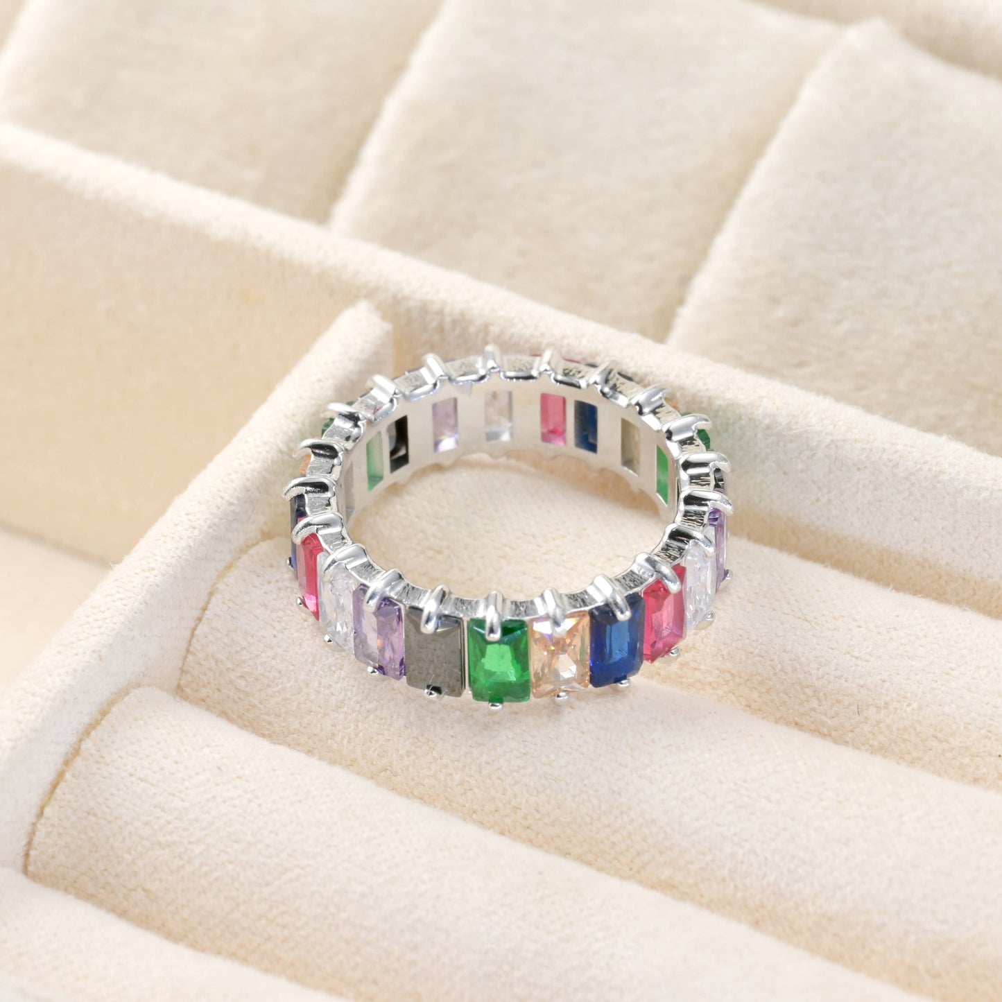 Baguette Diamond Ring - Wide Baguette-cut CZ Ring