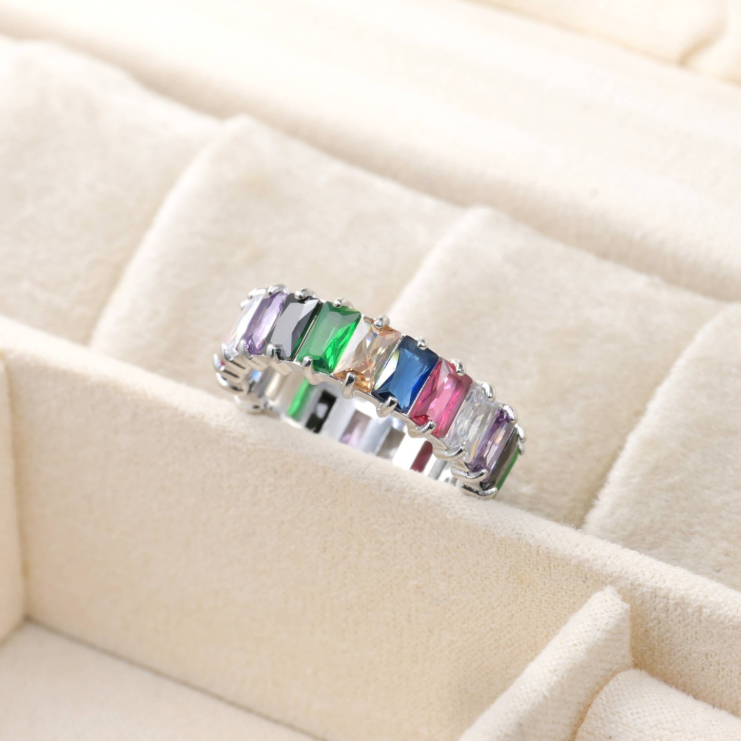 Baguette Diamond Ring - Wide Baguette-cut CZ Ring