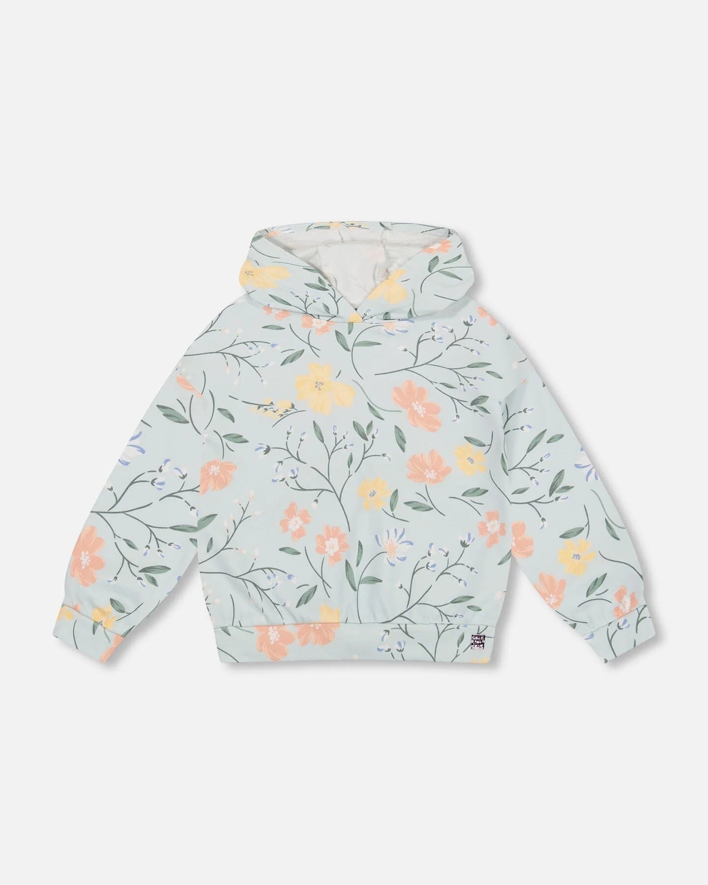 Hooded Sweatshirt French Terry Flowers Baby Blue (3-6 yrs)