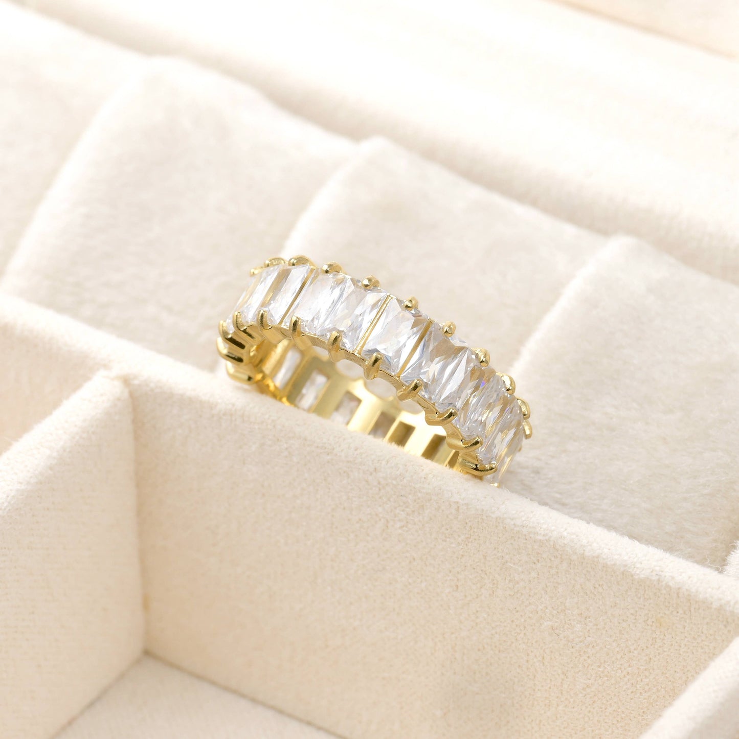 Baguette Diamond Ring - Wide Baguette-cut CZ Ring