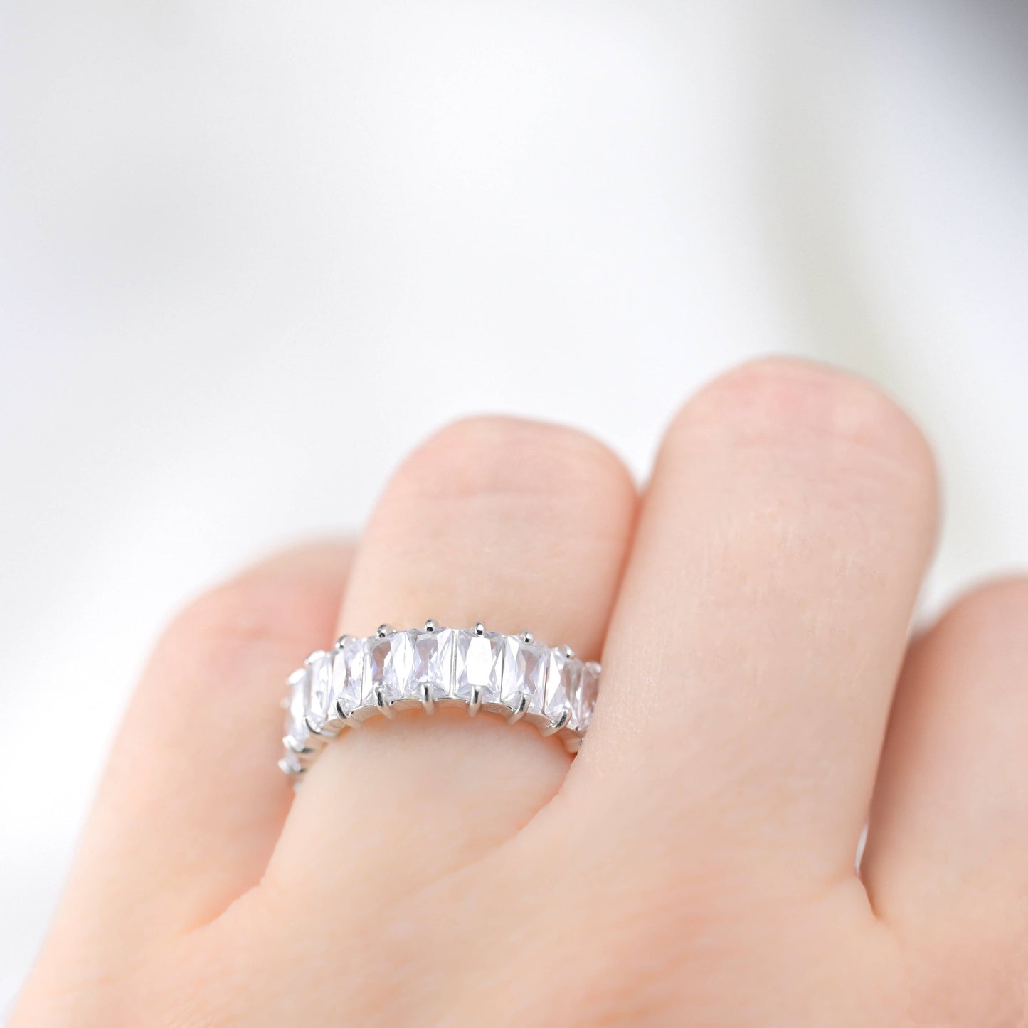 Baguette Diamond Ring - Wide Baguette-cut CZ Ring