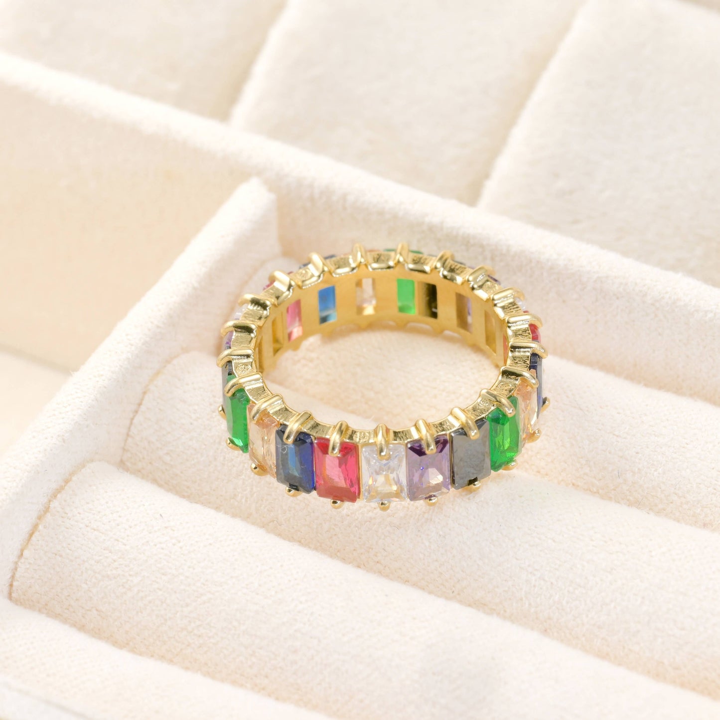 Baguette Diamond Ring - Wide Baguette-cut CZ Ring