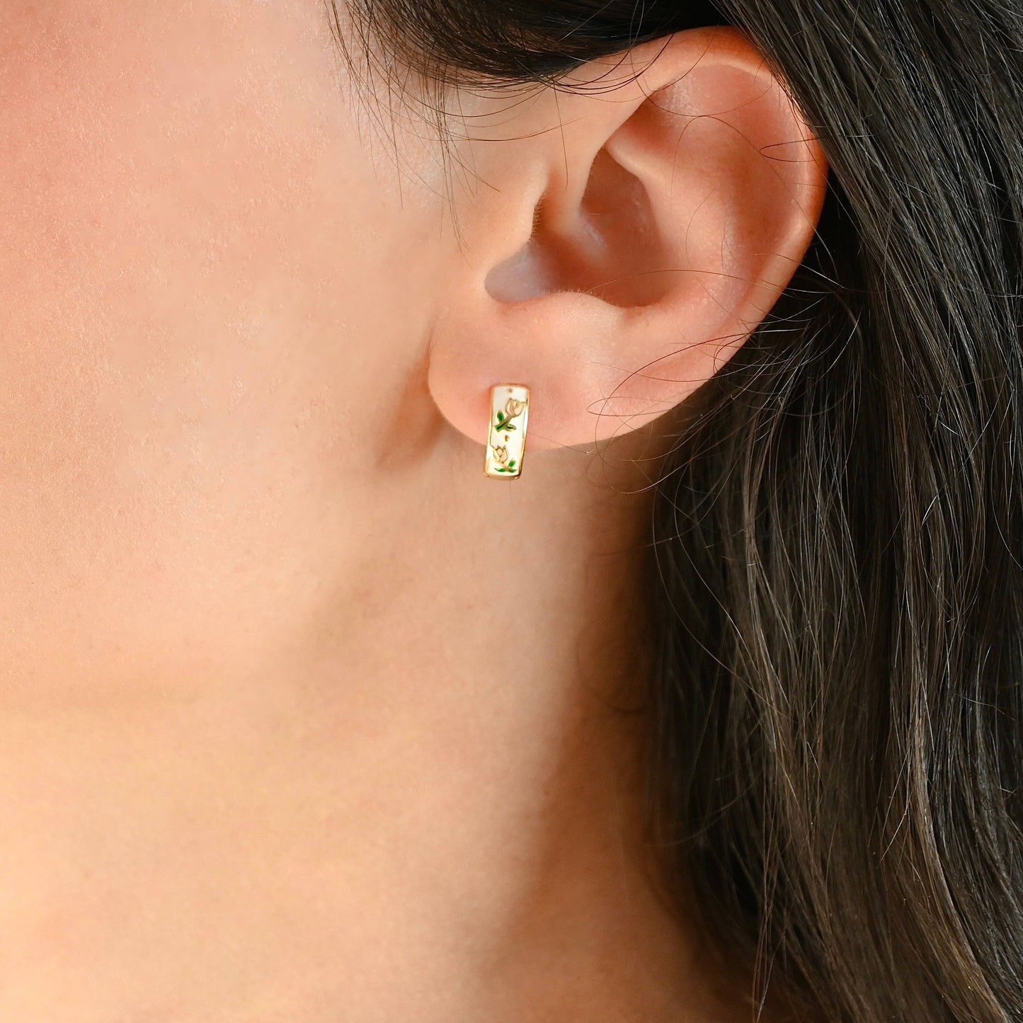 Gold Flower Hoop Earrings-Vintage Style Silver Hoops