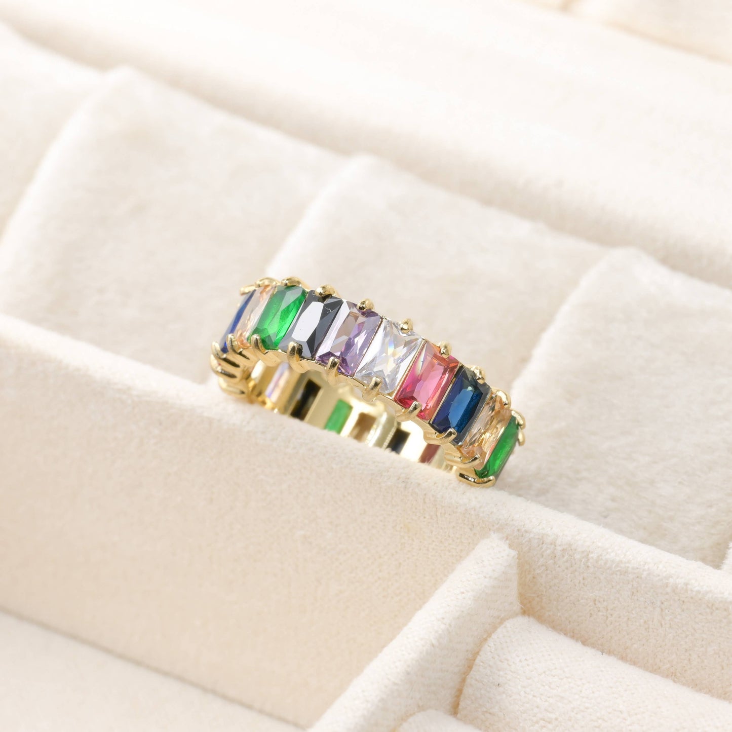 Baguette Diamond Ring - Wide Baguette-cut CZ Ring