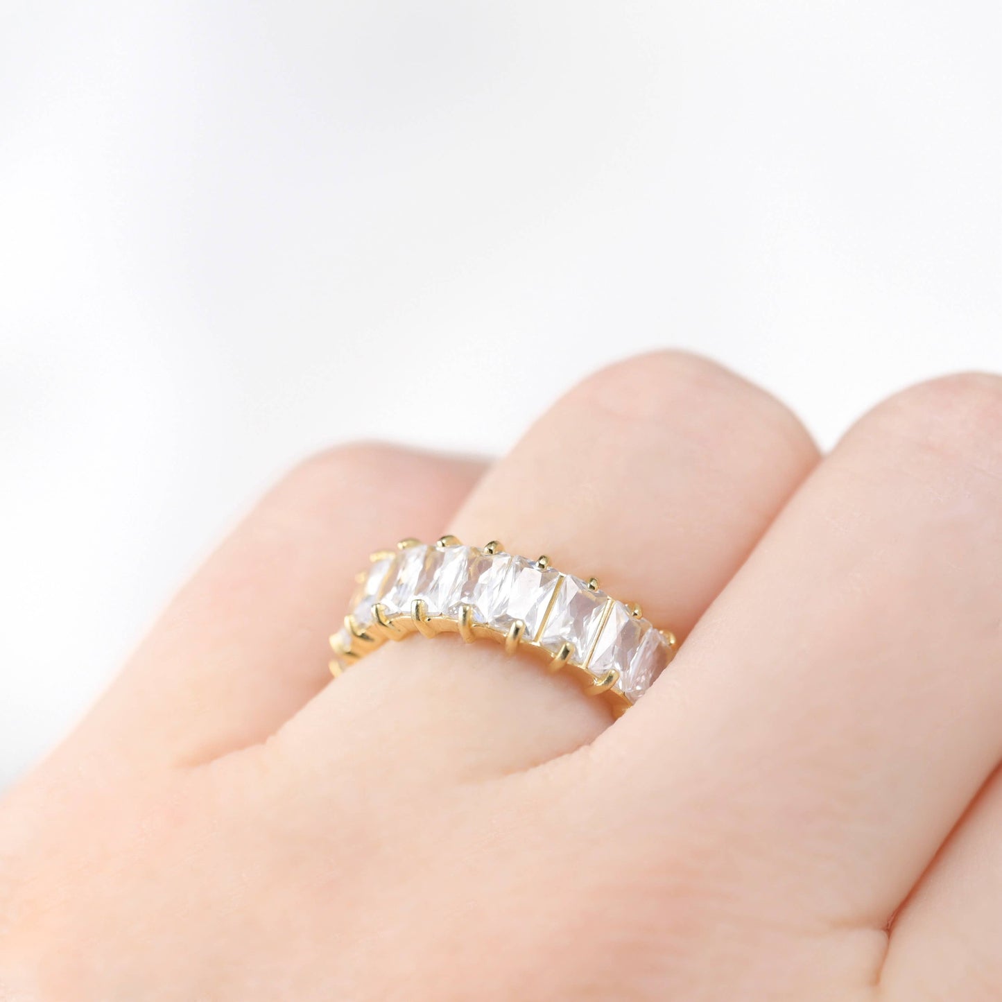 Baguette Diamond Ring - Wide Baguette-cut CZ Ring