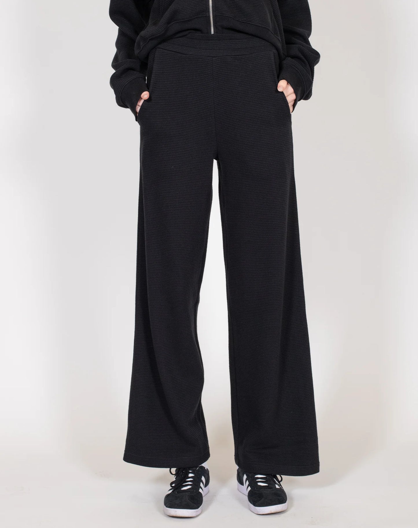 Waffle Knit Wide Leg Pant