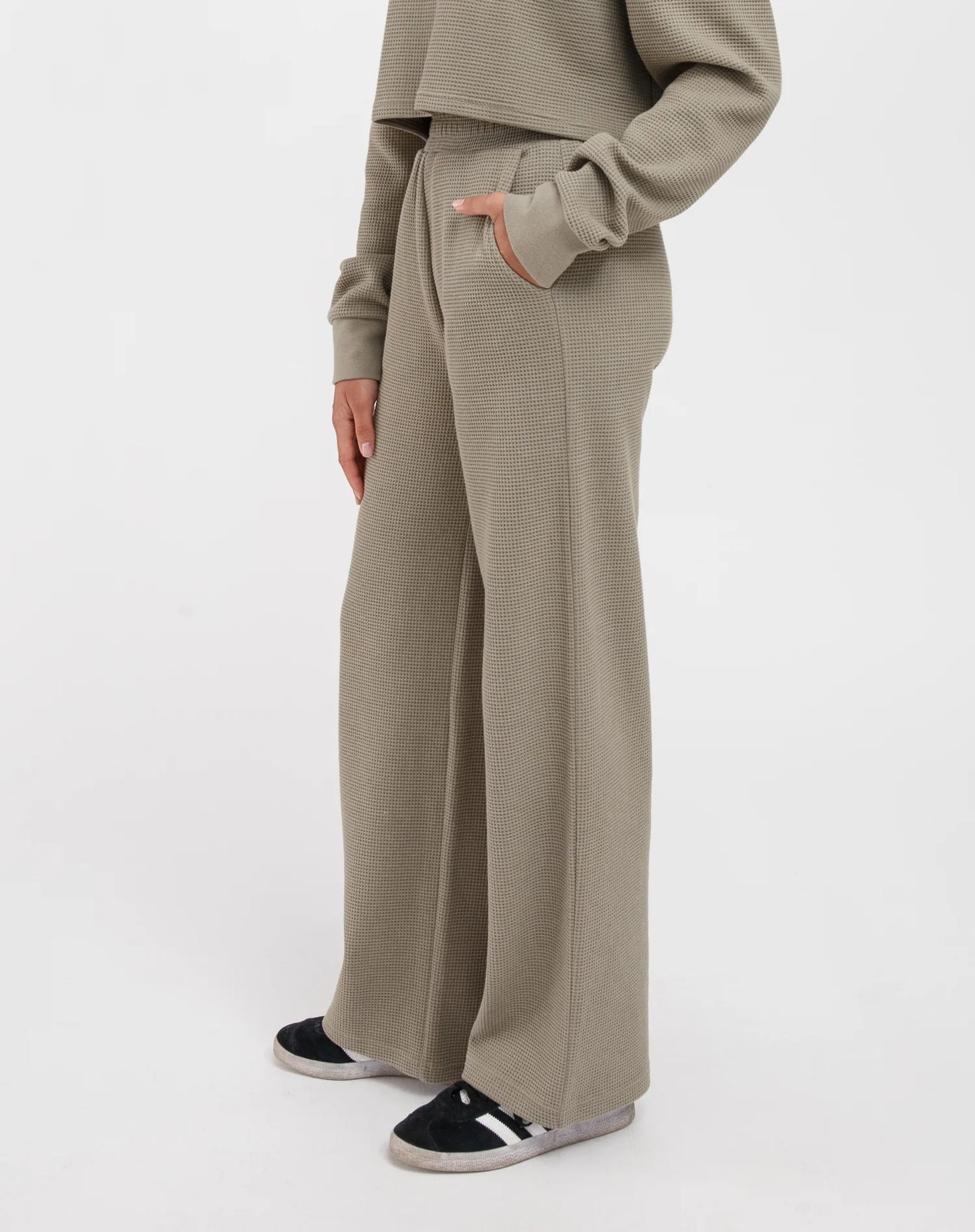 Waffle Knit Wide Leg Pant