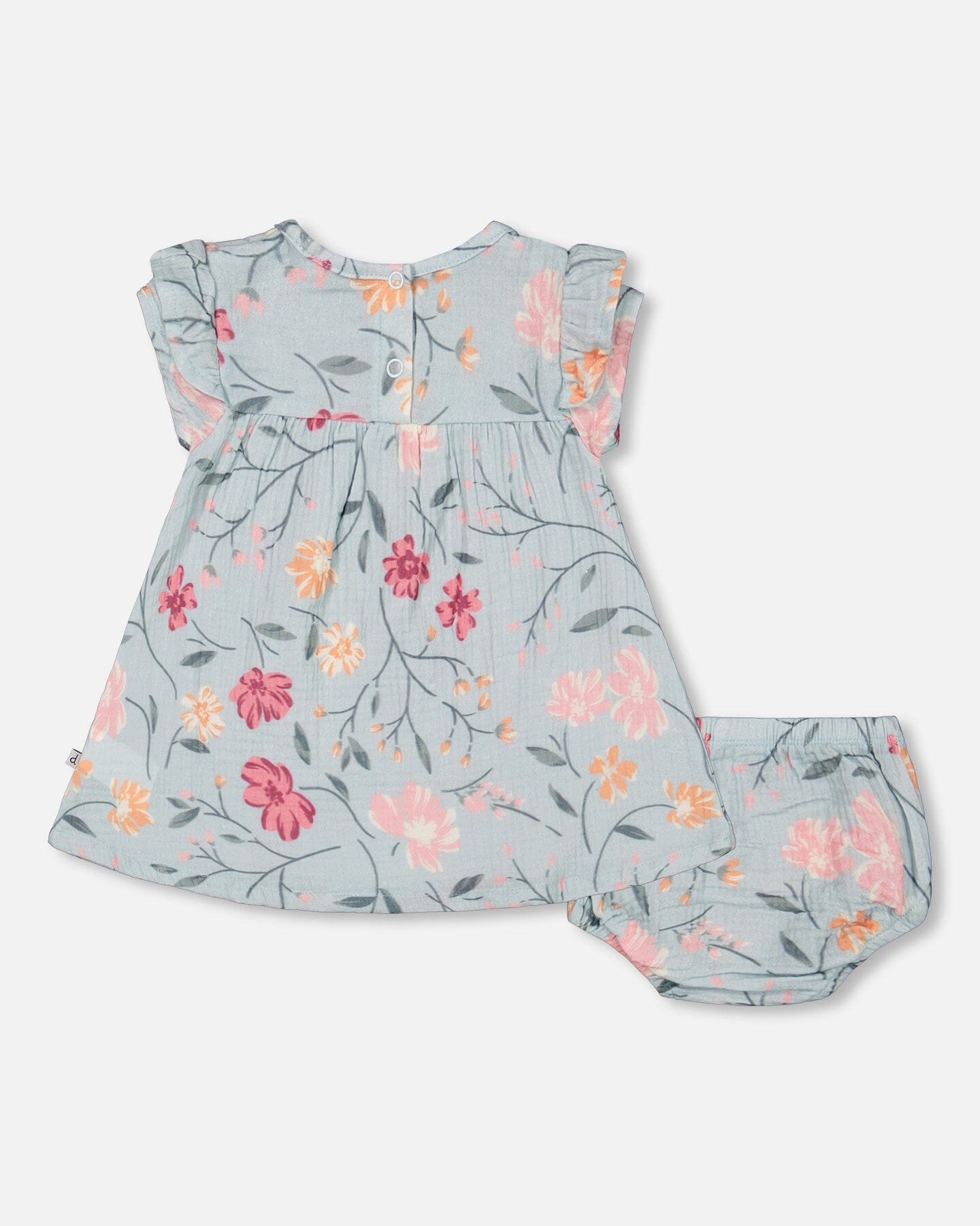 Dress & Bloomers Set Printed Flowers Muslin