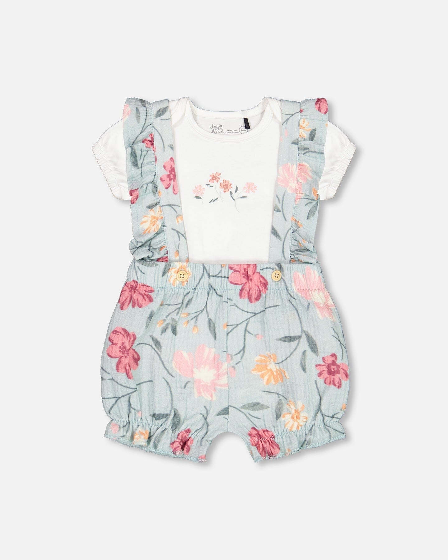 Onesie Organic Cotton & Shortall Printed Flowers Muslin