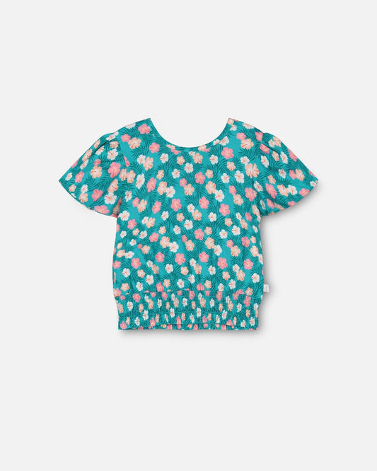 Blouse Ibiscus Viscose Print With Smock Waist (Child)