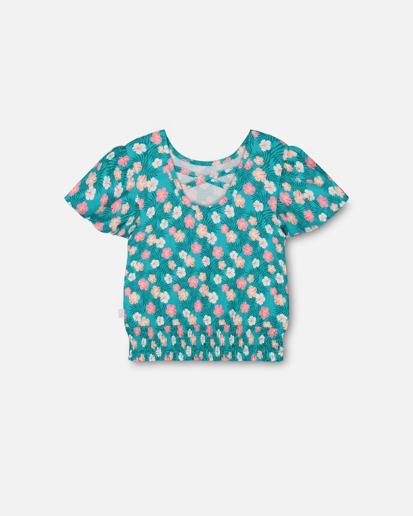 Blouse Ibiscus Viscose Print With Smock Waist (Child)