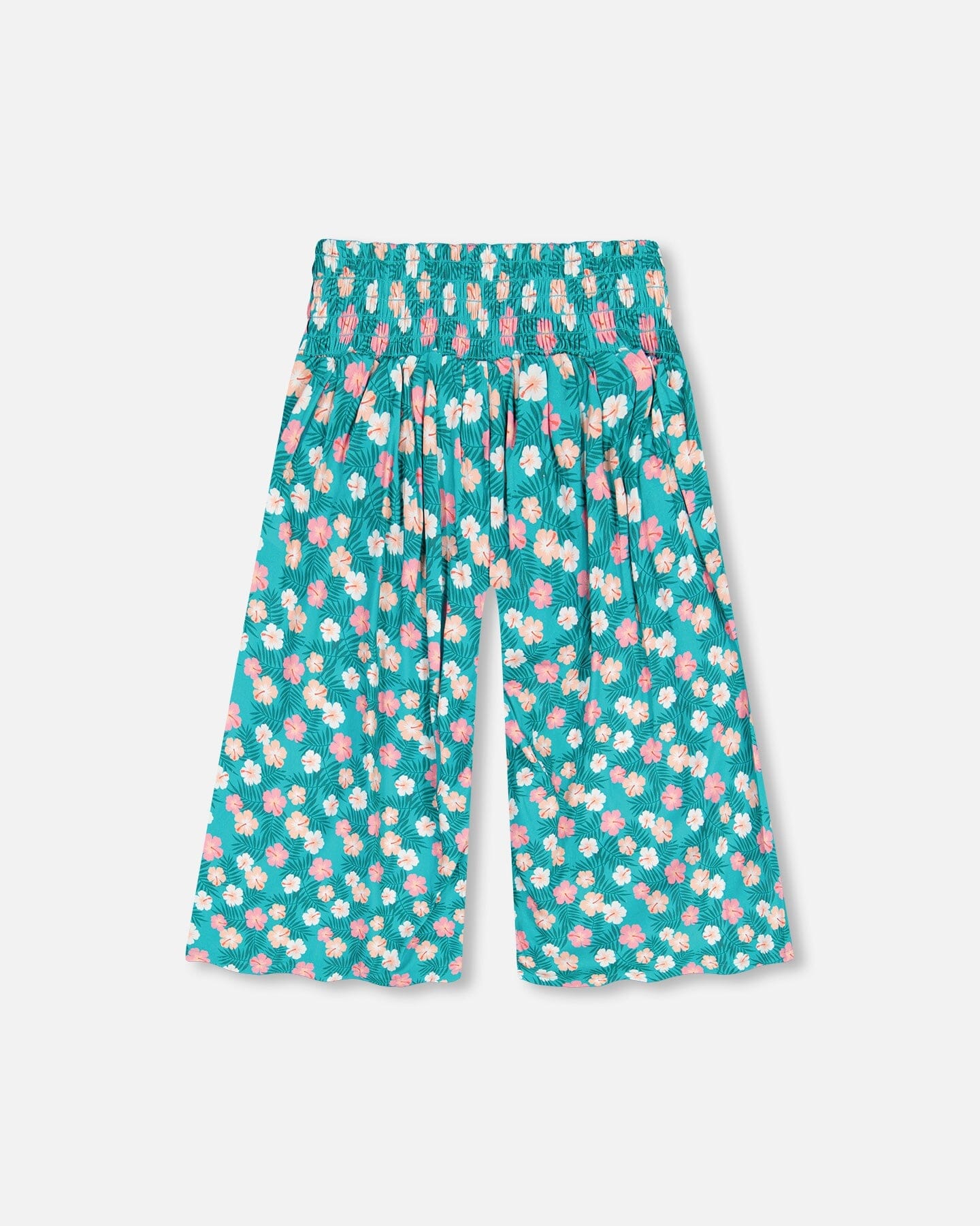 3/4 Wide Leg Pant Ibiscus Viscose Print With Smock Waist (Child)