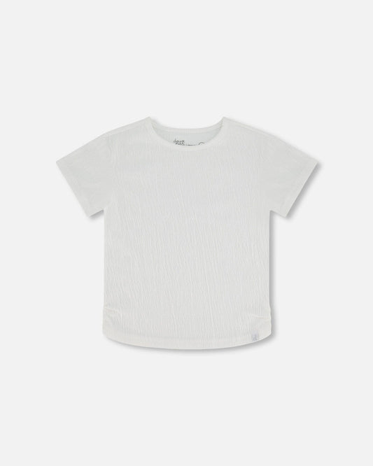 Crinkle Jersey Top Off White (Child)