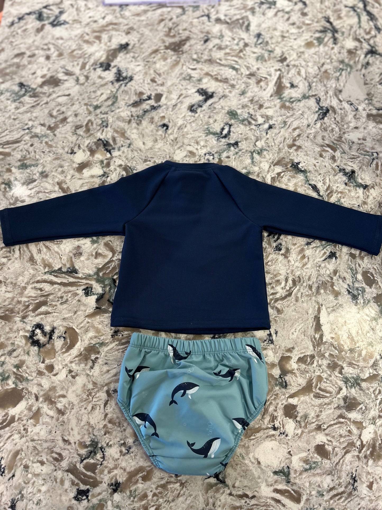 Baby Navy Whale 2 Piece Swimsuit