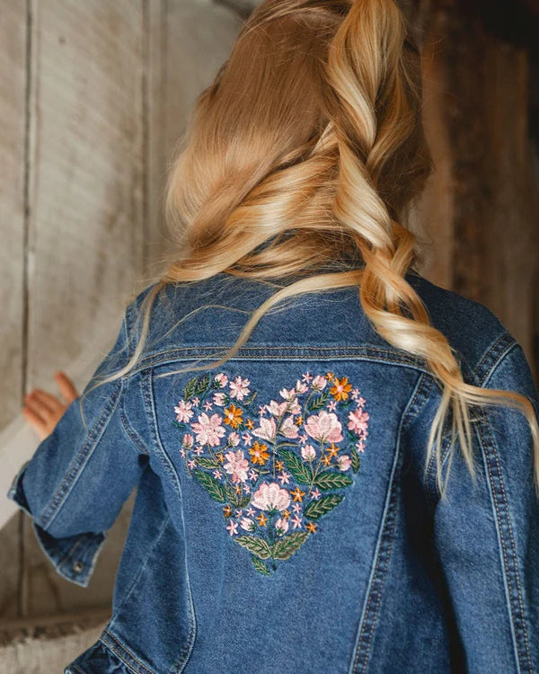 Floral heart Jean jacket