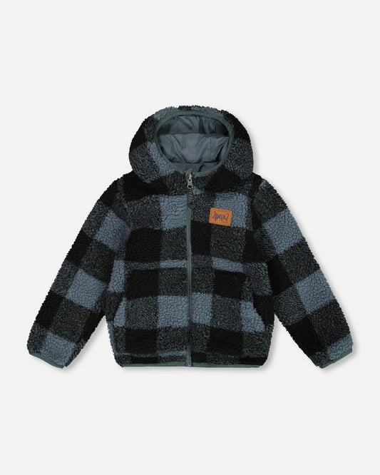 Reversible Plaid Mid-Season Jacket
