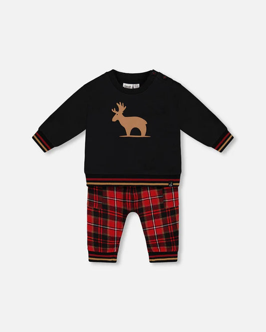 Baby Fleece Sweatshirt & Plaided Pant Set