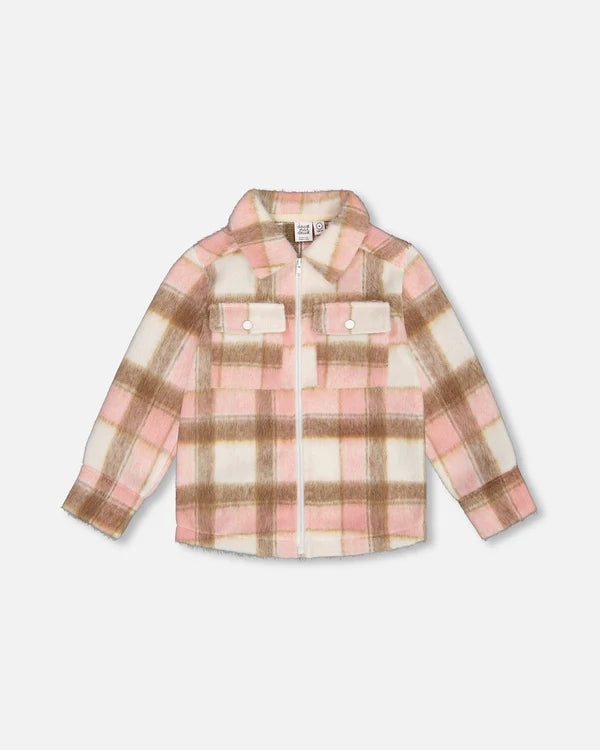 Overshirt Wool-Effect With Pockets Plaid Pink