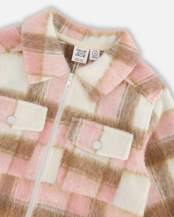 Overshirt Wool-Effect With Pockets Plaid Pink