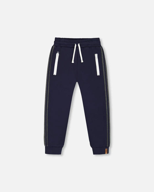 Fleece Sweatpants With Contrast Side Rib