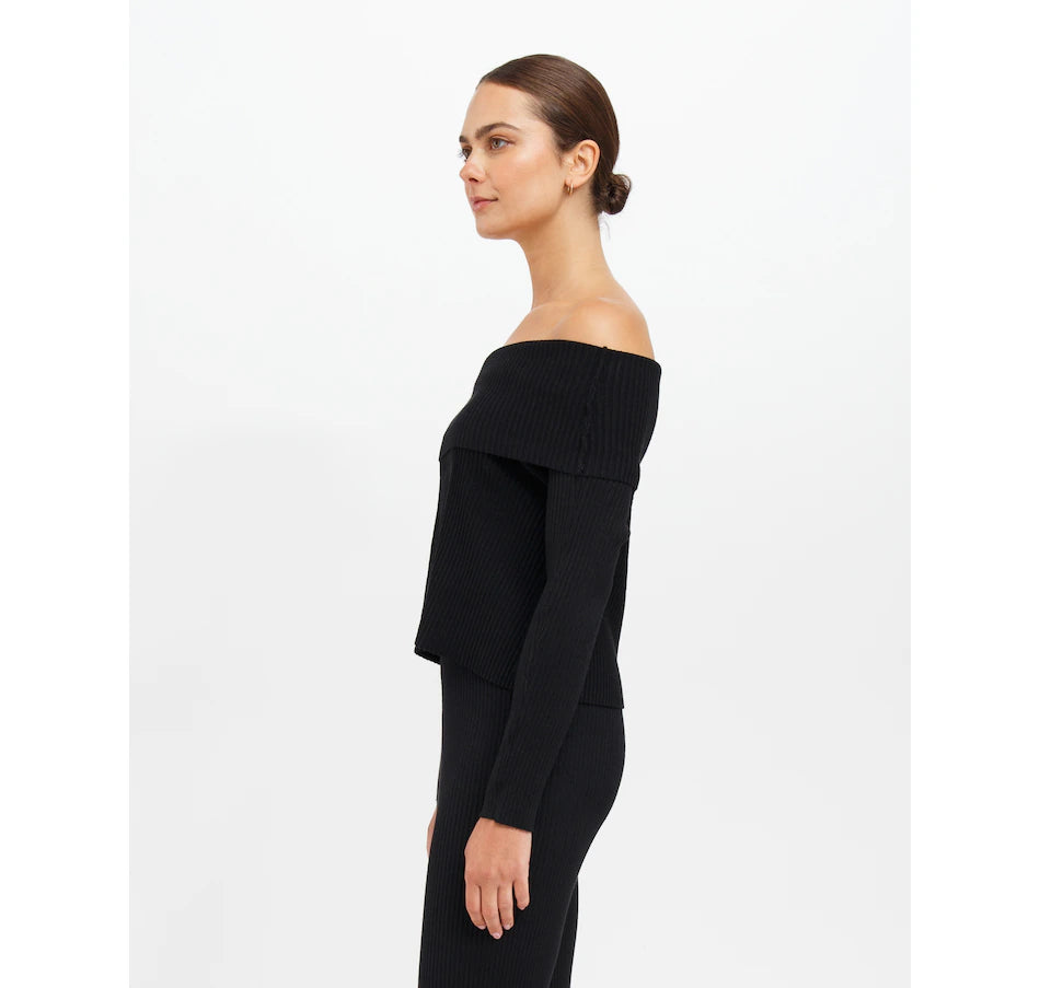 Elle Rib Knit Off The Shoulder Knit Sweater