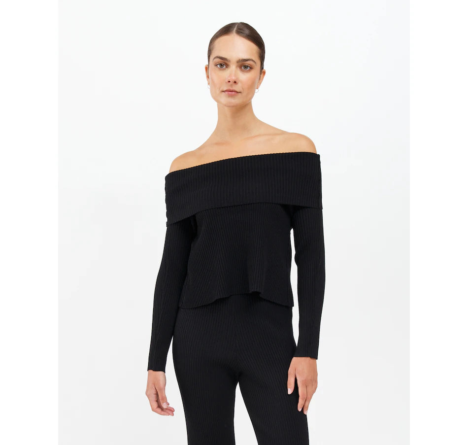 Elle Rib Knit Off The Shoulder Knit Sweater