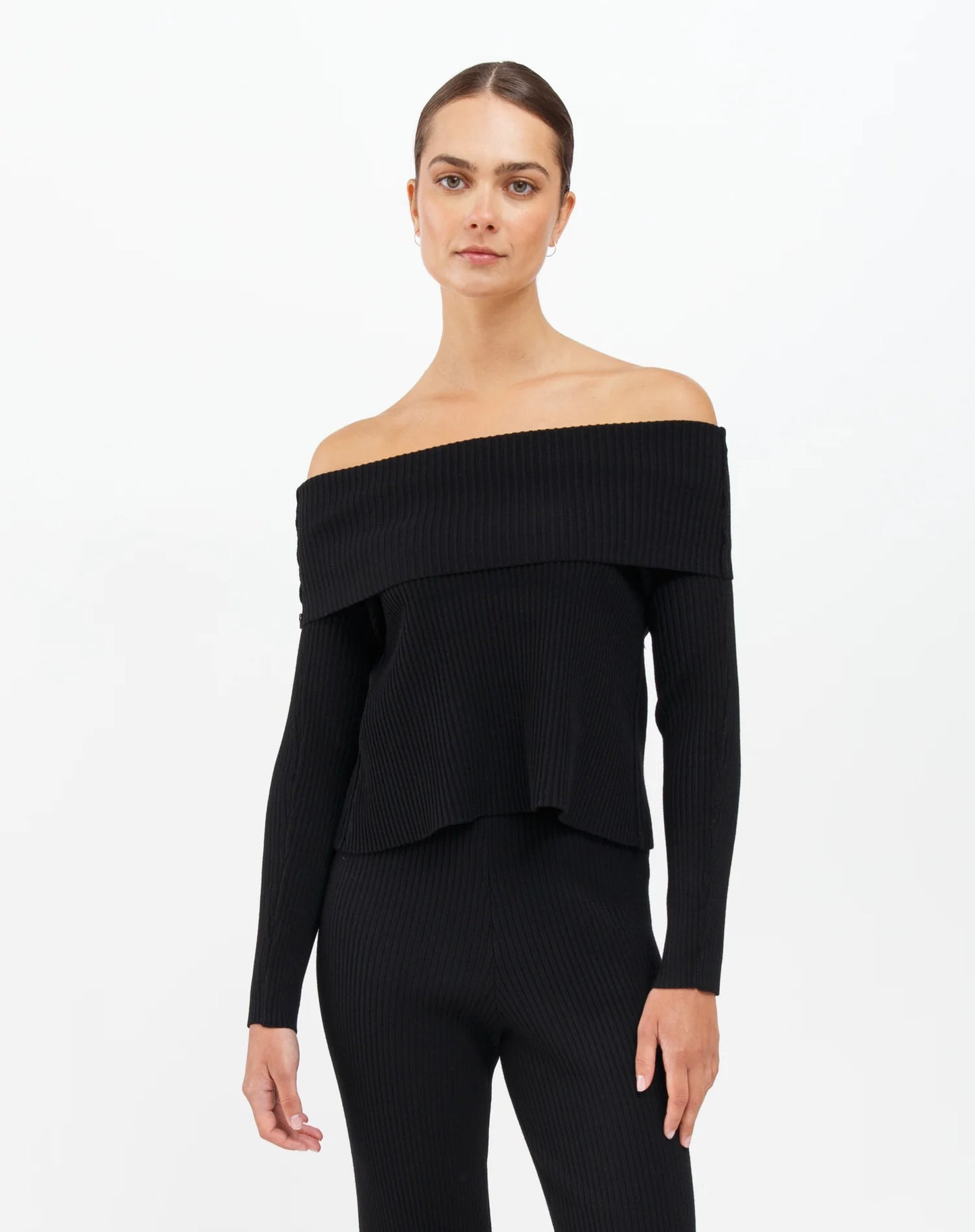 Elle Rib Knit Off The Shoulder Knit Sweater