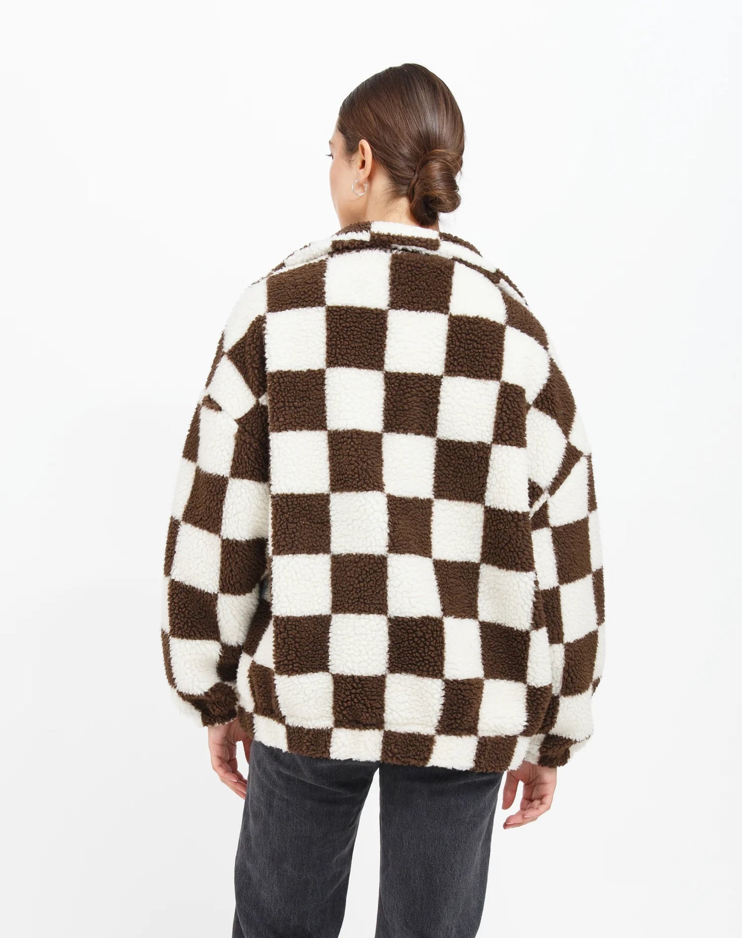 Checkeroard Full Zip Sherpa Jacket