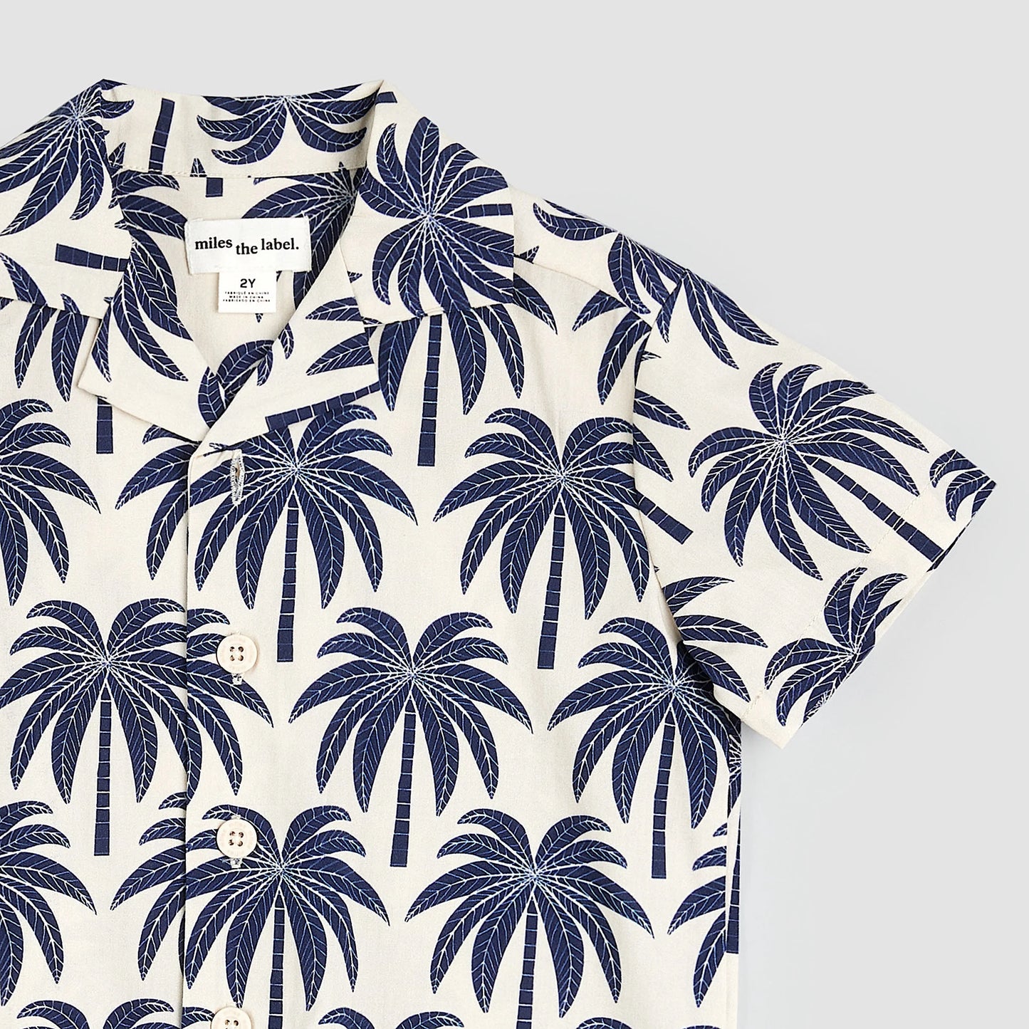 Palm Tree Viscose Blend Camp Shirt