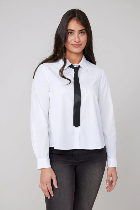 Pleated Blouse with Removable Tie