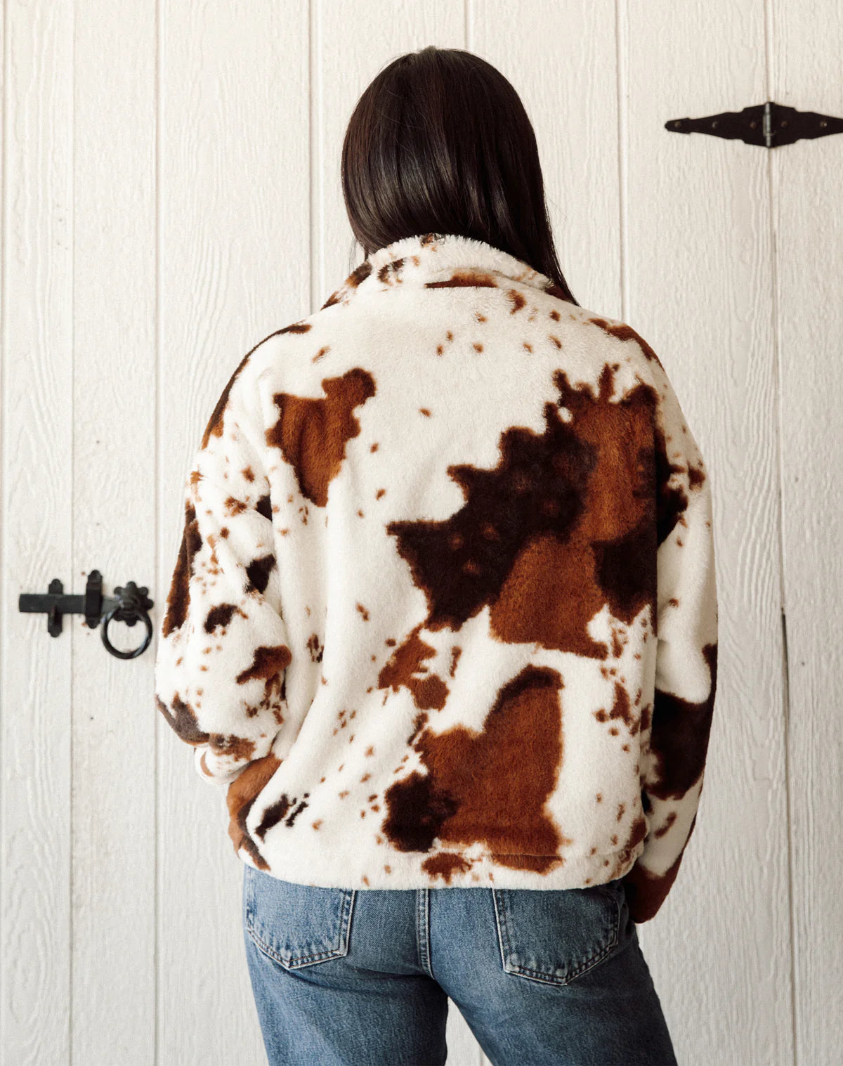 Cow Print Half Zip