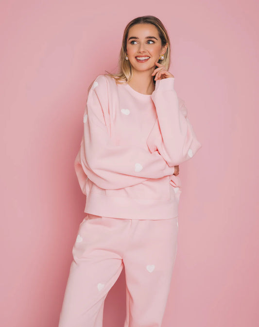 All Over Heart Puff Print Sweater