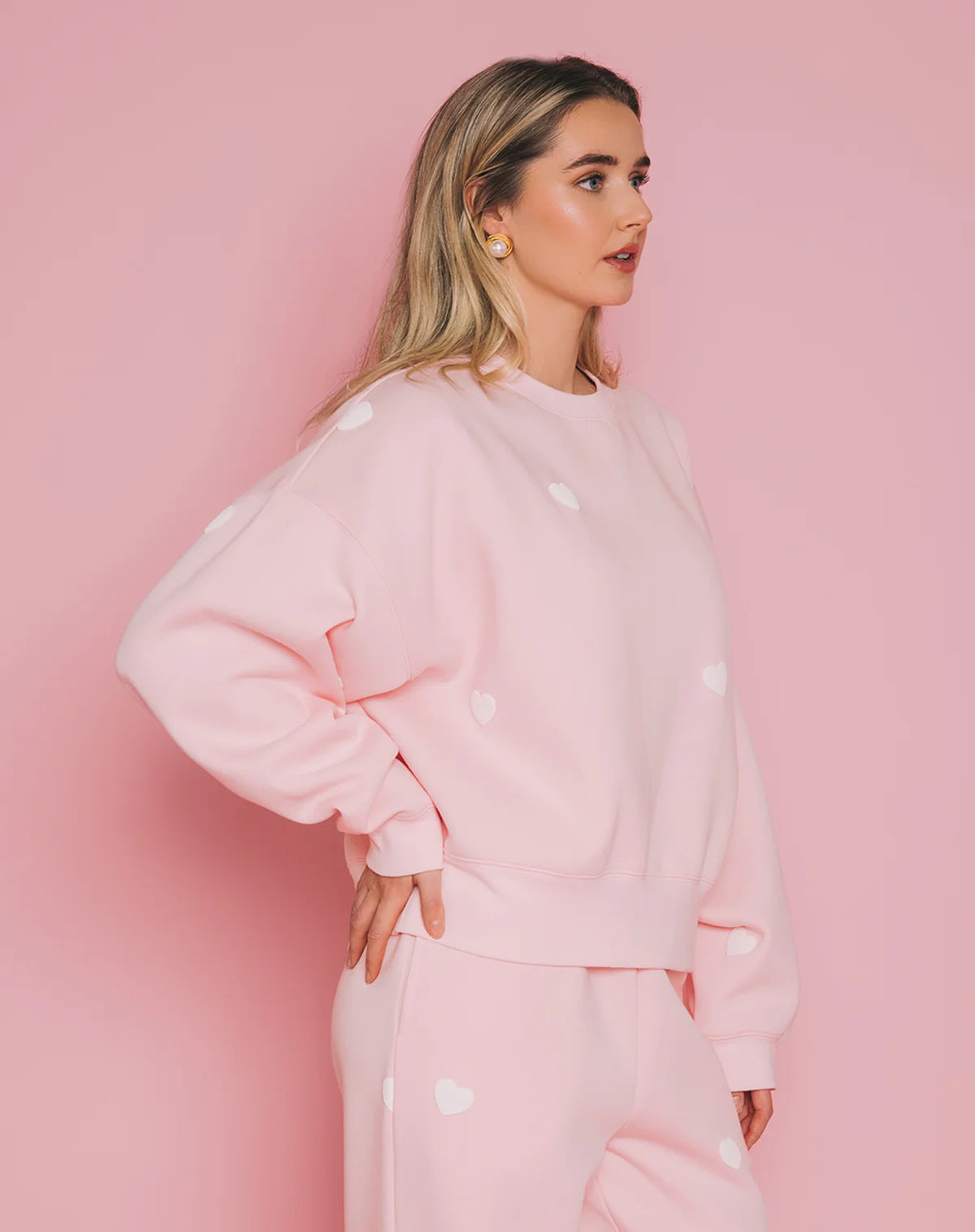 All Over Heart Puff Print Sweater