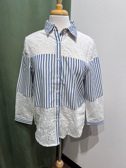 Eyelet Stripe Blouse