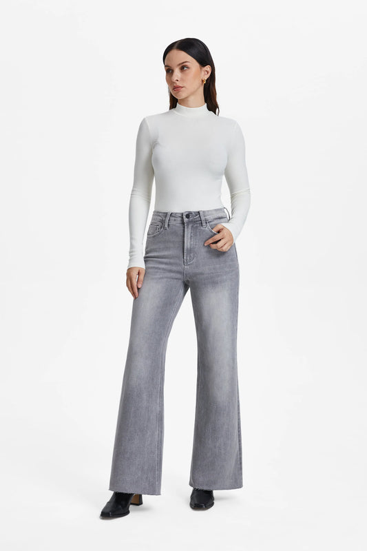 Bella Super High Rise Wide Leg - Stone Grey