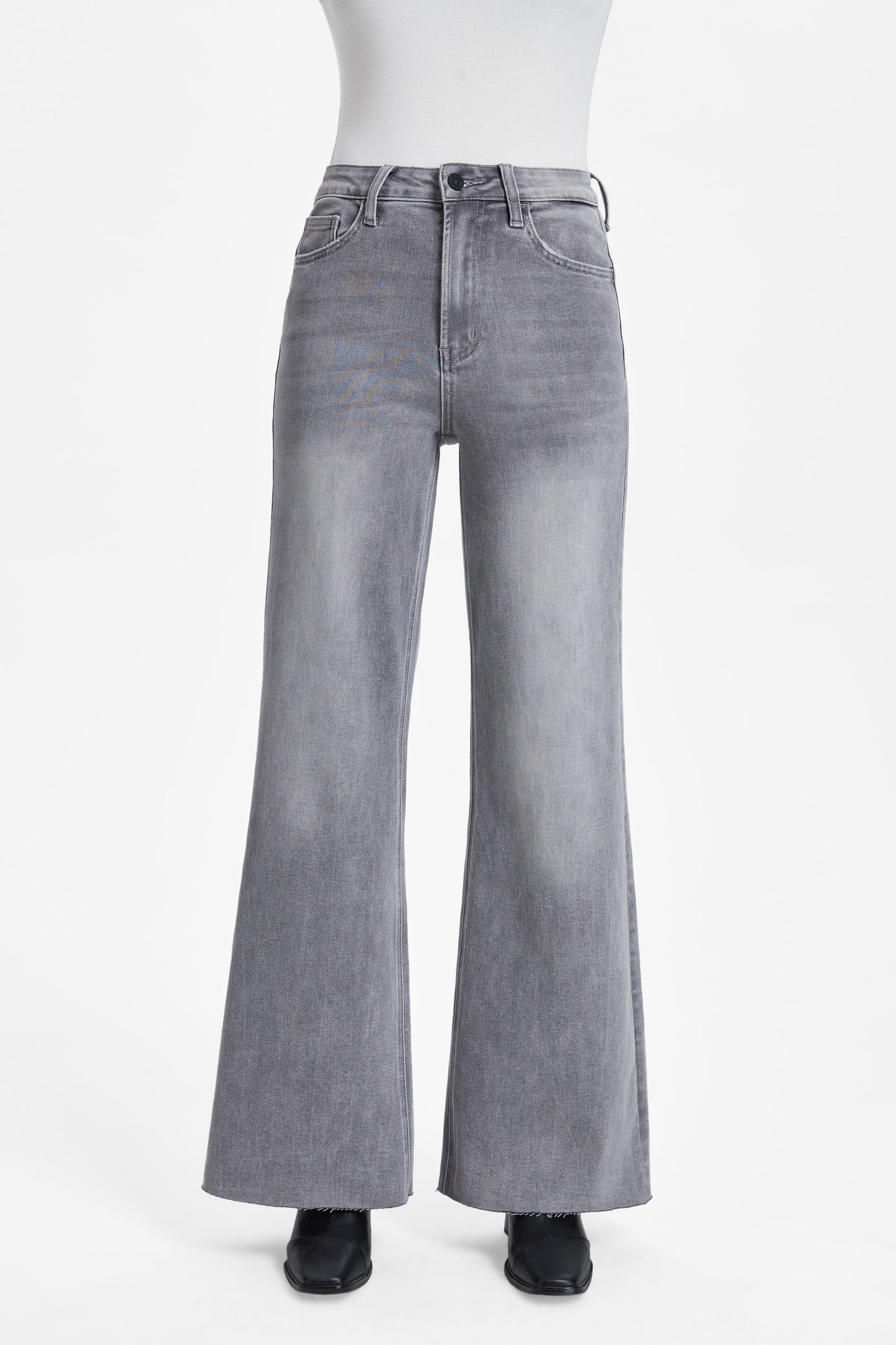 Bella Super High Rise Wide Leg - Stone Grey