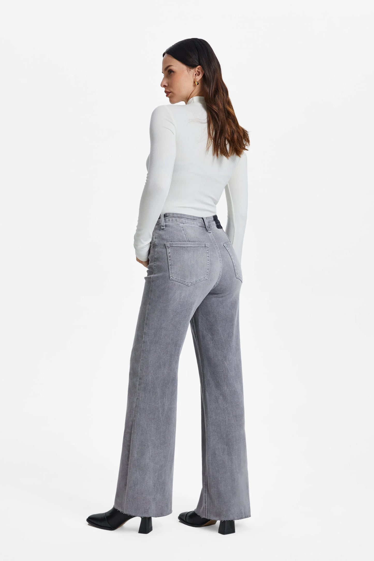 Bella Super High Rise Wide Leg - Stone Grey