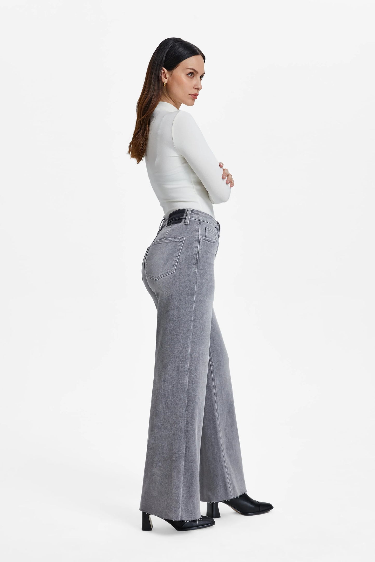 Bella Super High Rise Wide Leg - Stone Grey